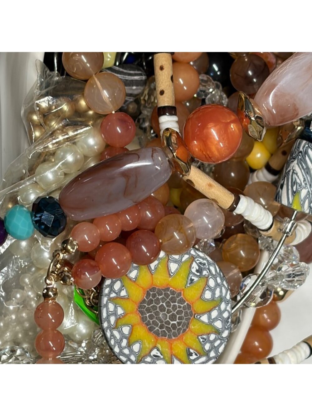 Mixed Vintage Jewelry Beads Grab Bag 1.984Lbs Craft Lot Supplies for Crafts